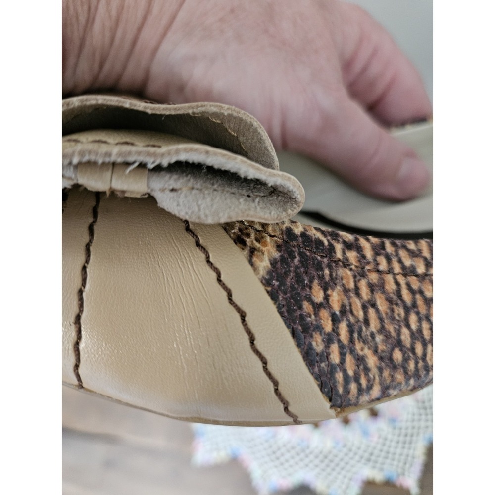 Naturalizer Flats 8W Brown Snakeskin Look Leather Decade Bow N5 Comfort Neutral - Picture 16 of 16